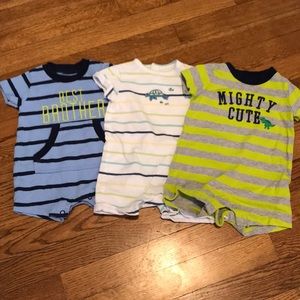Three 0-3 month boy short outfits